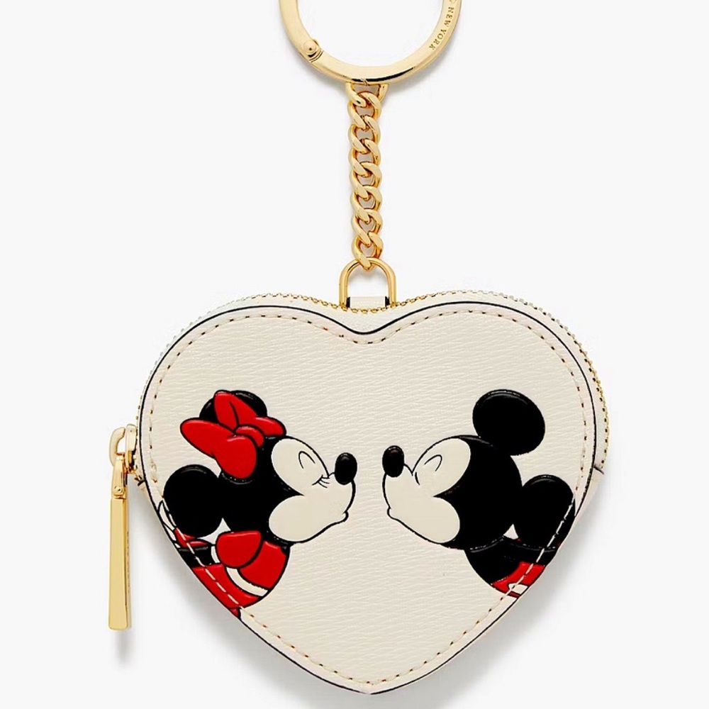 Kate Spade Disney Heart-Shaped Keychain Pouch - NWT White